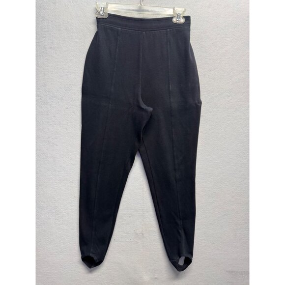 Black High-Waisted Stretch Stirrup Pants For Women - Picture 1 of 7